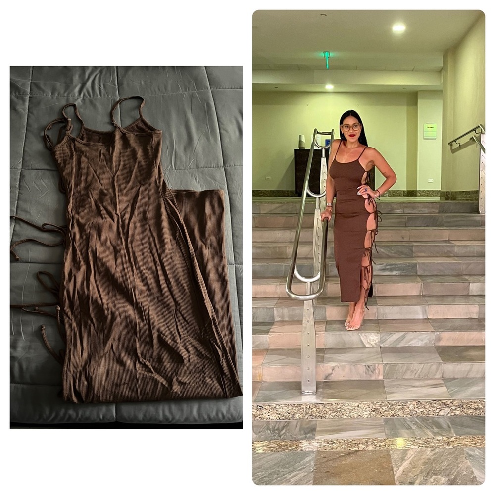 Fashion Nova “All Tied Thick Rib Maxi Dress”